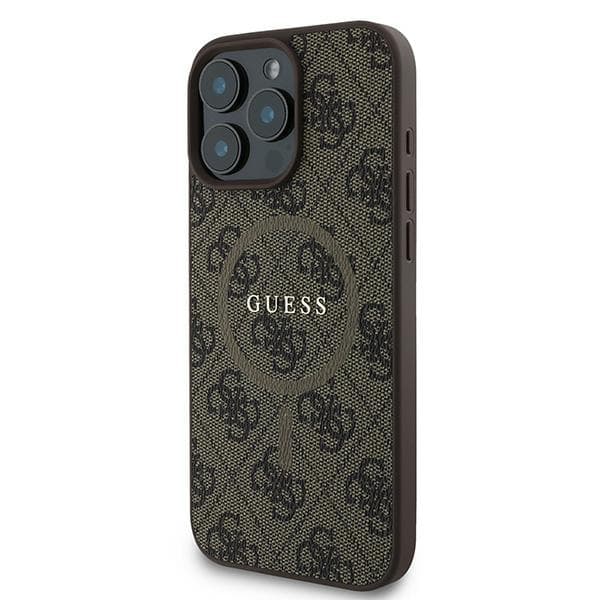 Guess 4G Ring Classic Logo MagSafe-etui til iPhone 16 Pro, brun