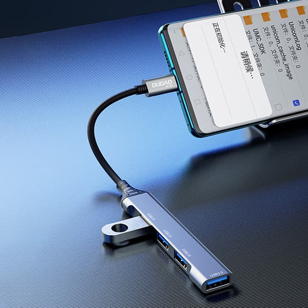 HUB splitter adapter fra USB-C stik til 4x USB sort grå
