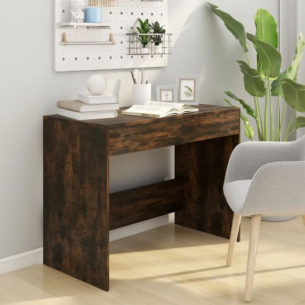 vidaXL skrivebord røget eg 101x50x76,5 cm spånplade