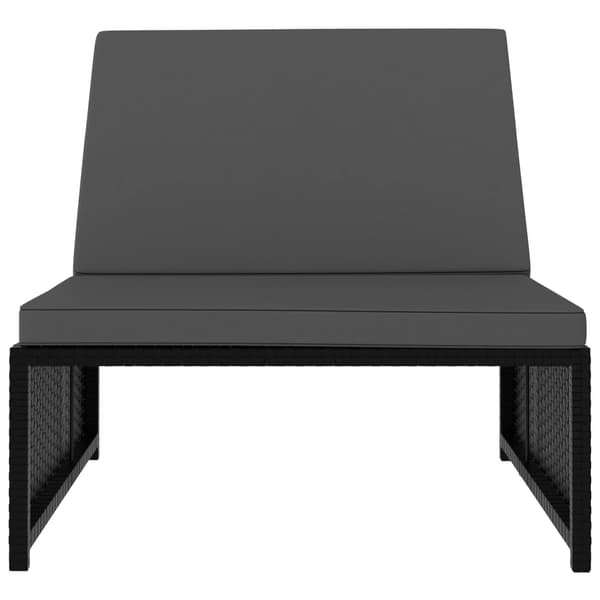 vidaXL liggestole med bord, sæt med 2, polyrattan, sort