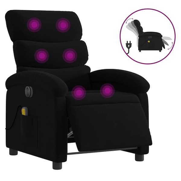 vidaXL elektrisk massagestol med lænefunktion sort stof