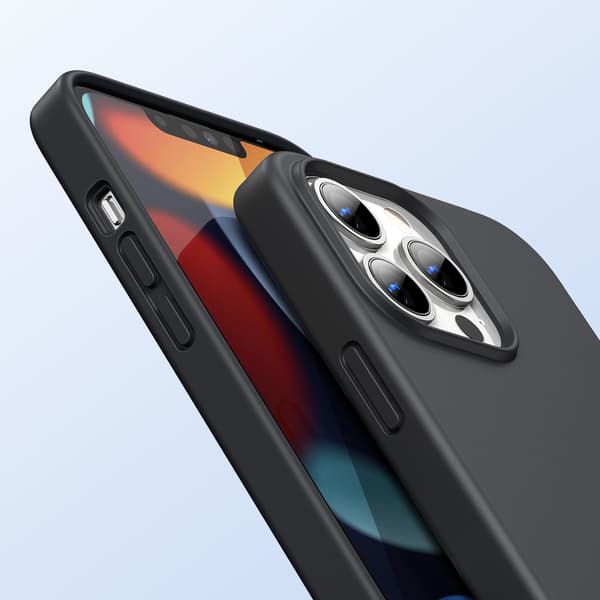 Joustava kuminen silikonisuojus iPhone 13 Prolle, musta