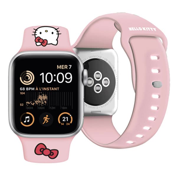 Hello Kitty silikone rem Kitty Head til Apple Watch 38/40/41mm, pink