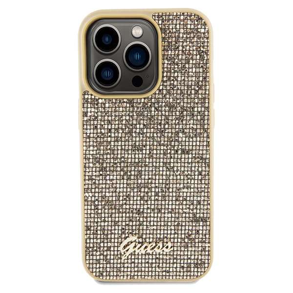 Guess Disco Metal Script-skal till iPhone 14 Pro Max, guld