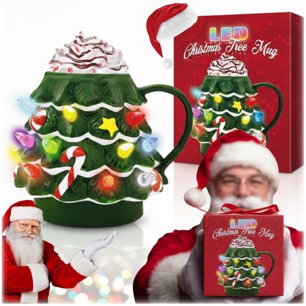 Julmugg glödande julgran LED julemand gåva 200ml