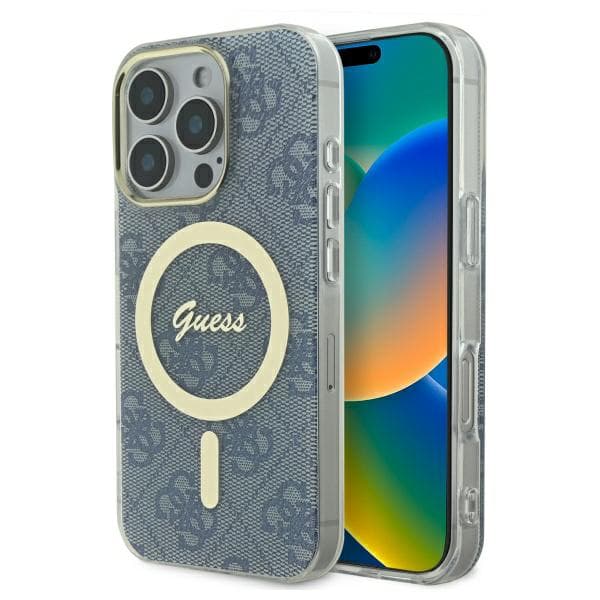 Guess IML 4G MagSafe-etui til iPhone 16 Pro Max, blå