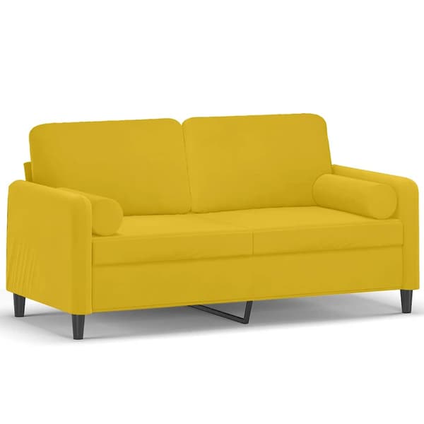 vidaXL 2-sitssoffa med kuddar, gul, 140 cm, sammet