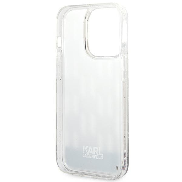Karl Lagerfeld Liquid Glitter Monogram-cover til iPhone 14 Pro, sølv