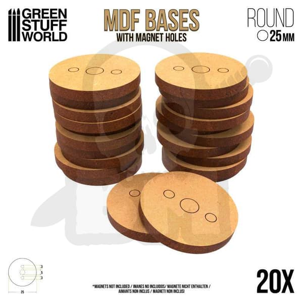 GSTU366330 MDF Rund Base 25mm Pakke 20