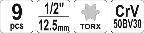 Torx-socklar stora E10-E24, set 9 st YT-0521 YATO
