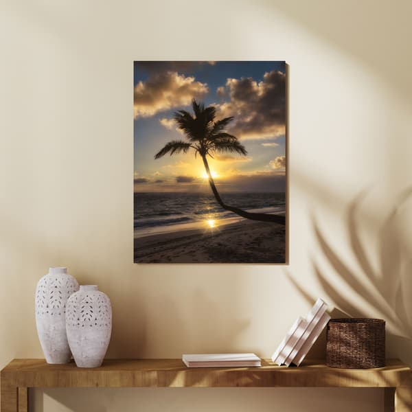 Canvastaulu Luonto Palm Auringonlasku Tausta 50x80 Valtameri Holidays