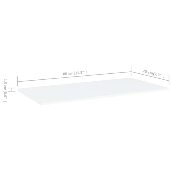 vidaXL bogreoler, 4 stk., hvide, 80x20x1,5 cm, spånplade