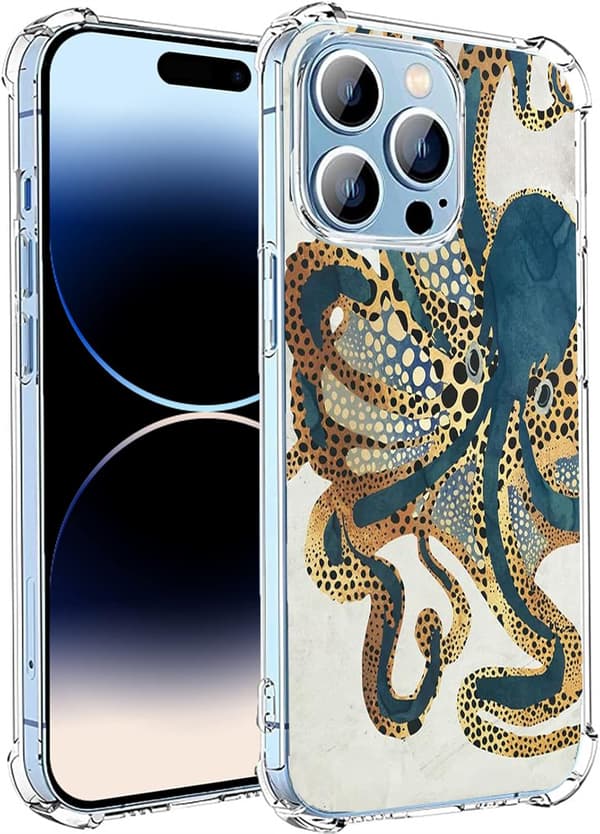 Octopus-etui til iPhone 14, TPU, blå