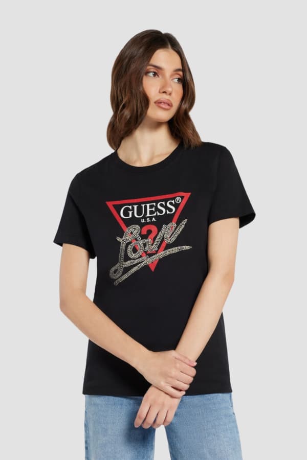 Guess sort dame bomulds t-shirt Love Tee M