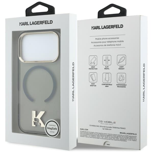 Karl Lagerfeld IML K-hovedlogo MagSafe-etui til iPhone 17 Pro, sort