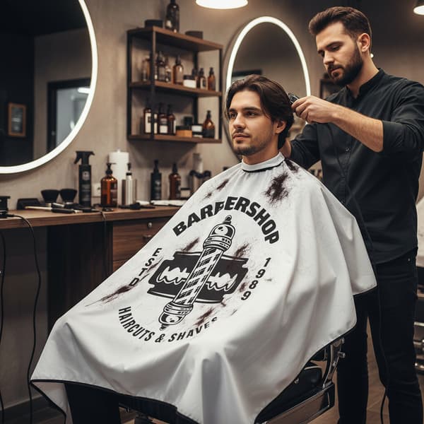 Barbermantel för en stor hårsalong