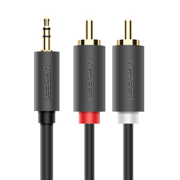 Lydkabel 3,5 mm mini-jack - 2x RCA 1,5m sort