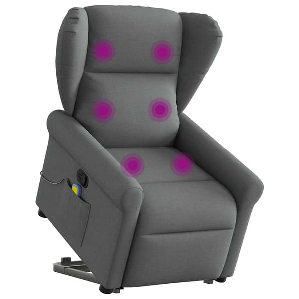vidaXL Lyftbar massagefåtölj mörkgrå tyg