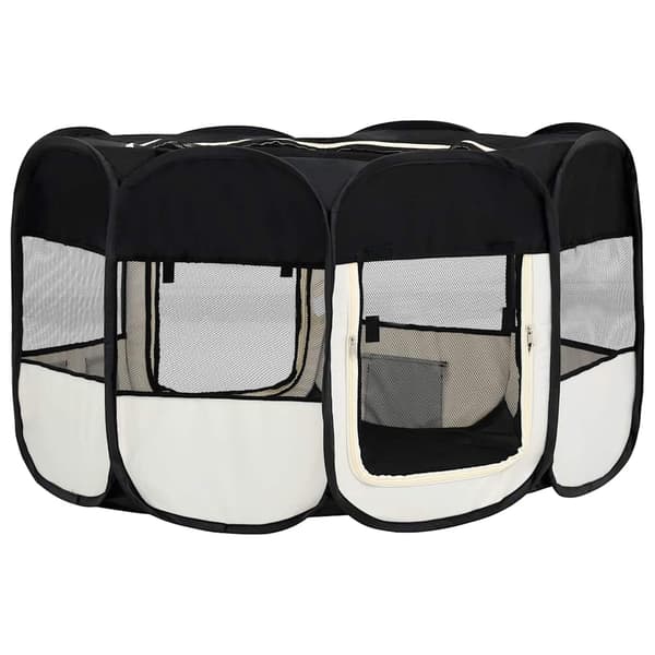 vidaXL foldbart hundebur med bærepose sort 145x145x61 cm