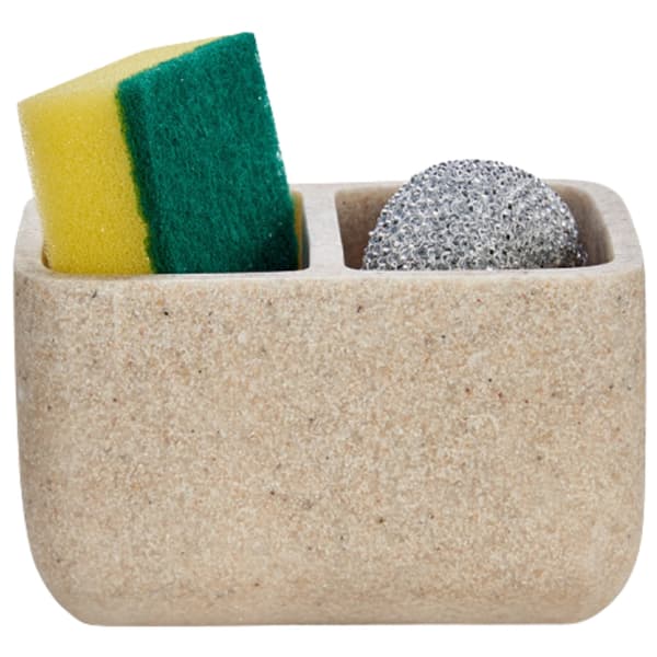Opvaskesvampbeholder med to rum, beige