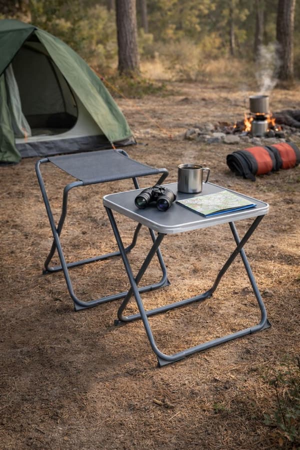2-i-1 foldbar campingstol med bord
