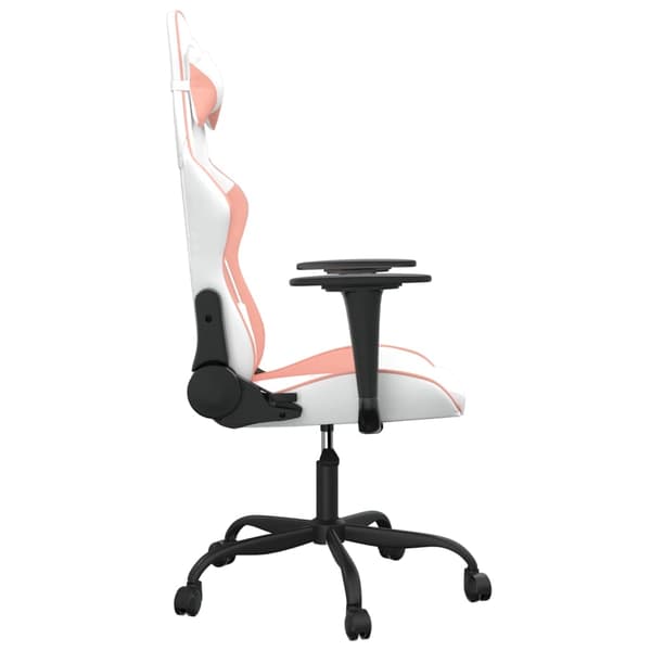 vidaXL Gamingstol, vit och rosa, konstläder