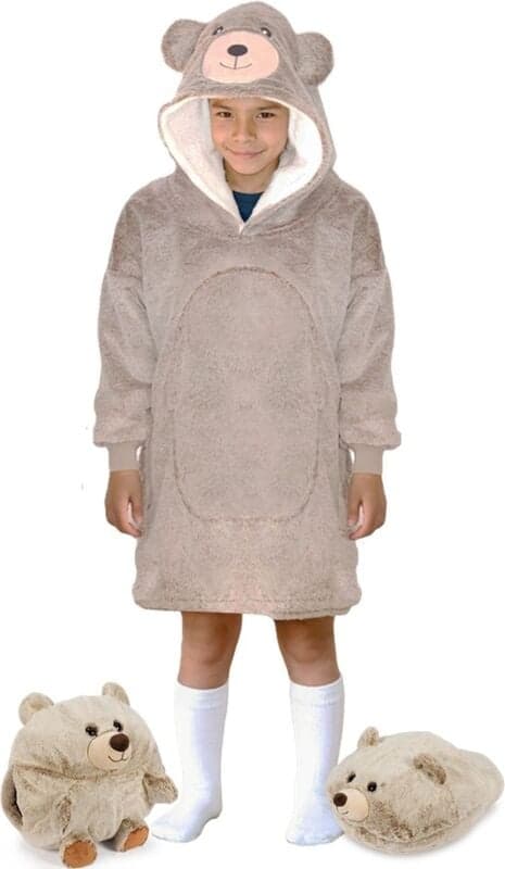 Oversized tæppe sweatshirt til børn Teddy Bear Cozy Noxxiez CH328