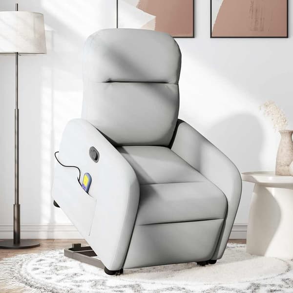 vidaXL Lyftbar massagefåtölj, grå, tyg
