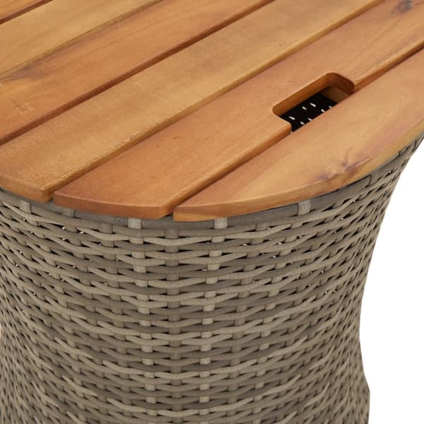 vidaXL haveborde, sæt med 2, træbordplader, grå, polyrattan