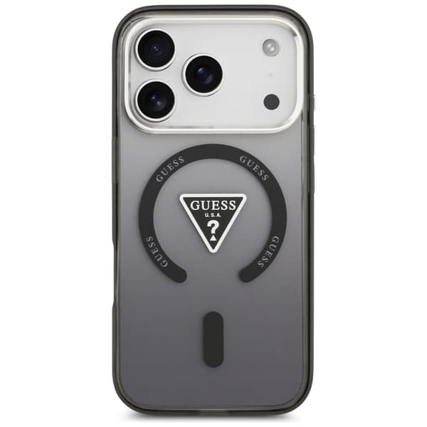 Guess IML Gradient Triangle Logo MagSafe-etui til iPhone 17 Pro, sort