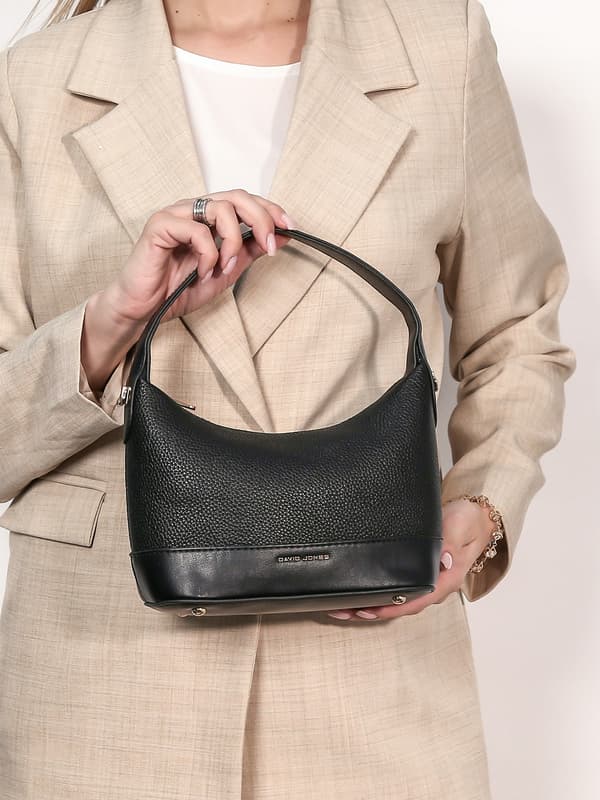 David Jones dame mini skuldertaske, øko-læder, sort