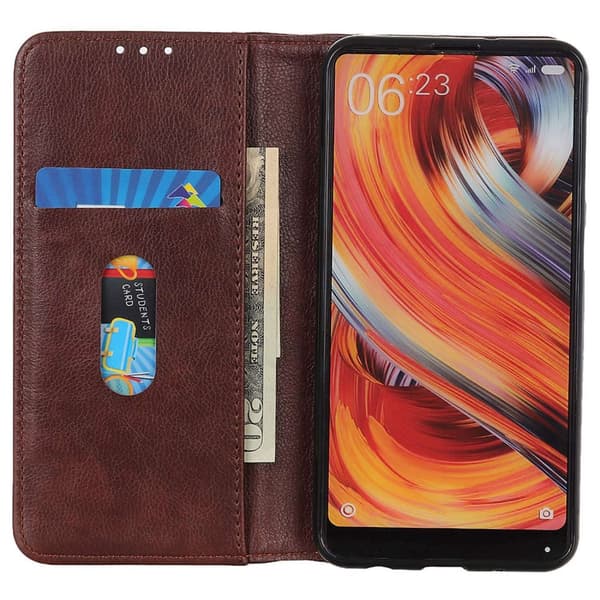 OnePlus 12 5G Plånboksfodral i Litchi-läder, Brunt