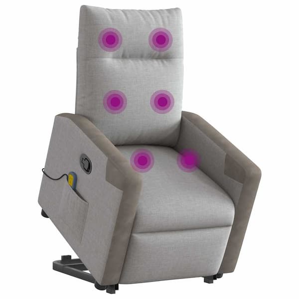 vidaXL Lyftbar massagefåtölj, grå, tyg