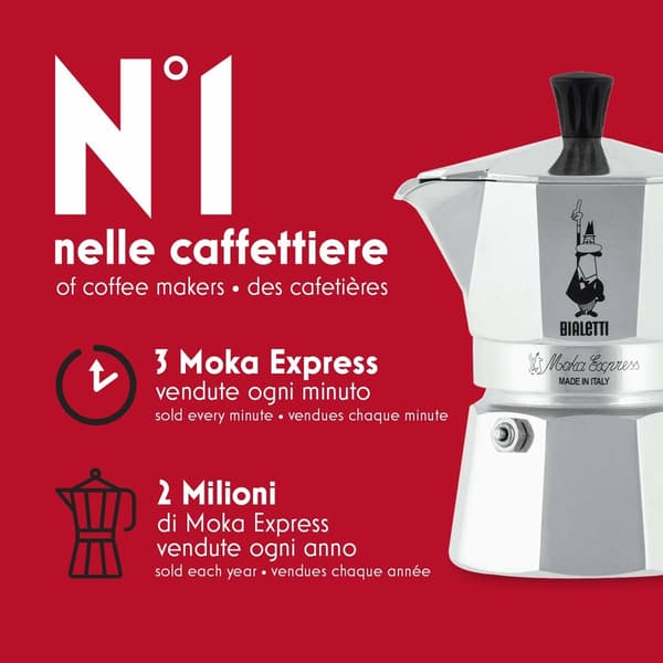 Bialetti Moka Express 2-kops kaffemaskine 90 ml sølv (0001168)