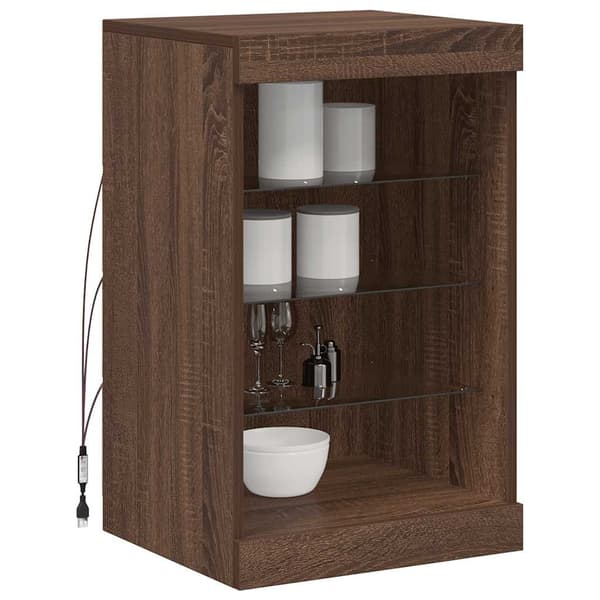 vidaXL LED-skab brunt egetræ 41x37x67 cm