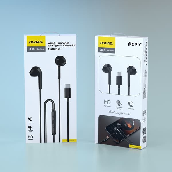 USB-C Kablede In-Ear Hovedtelefoner 1,2m - Sort