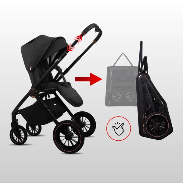 BabyLux CASTOR 2-i-1 klapvogn, gondol, let, foldbart sæt