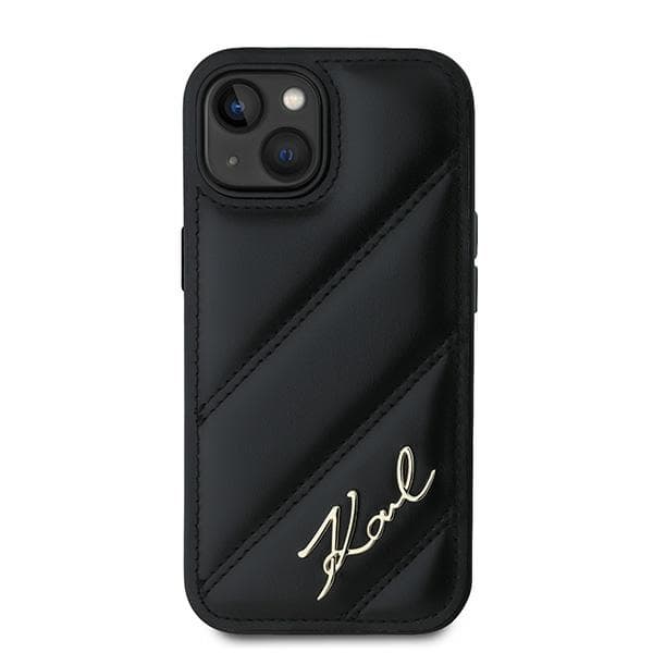 Karl Lagerfeld Diagonal Quilted Script -suojakuori iPhone 14:lle, musta