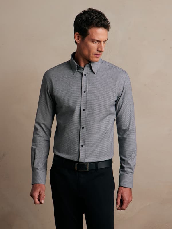 MARINEBLÅ SKJORTE MED LANGÆRMET S