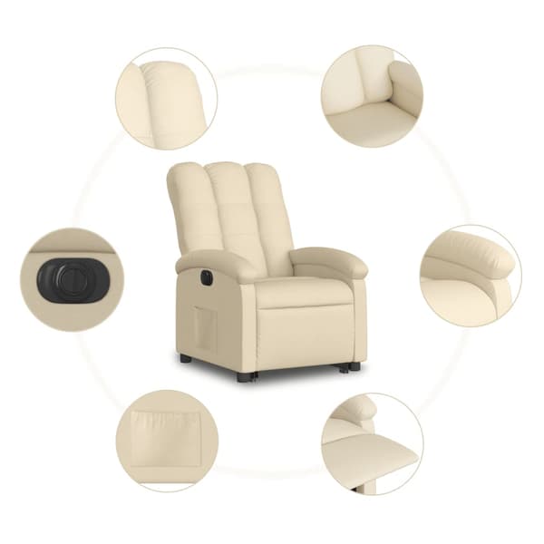 vidaXL Lyftbar massagefåtölj, elektrisk, vilstol, krämfärgad