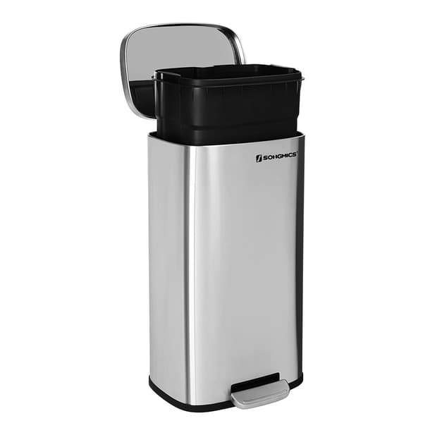Silverfärgad metallavfallsbehållare 30 L
