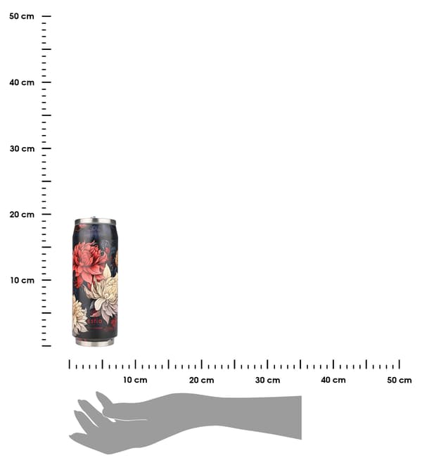 Blommig termosmugg med sugrör 500 ml Midnattsblomma