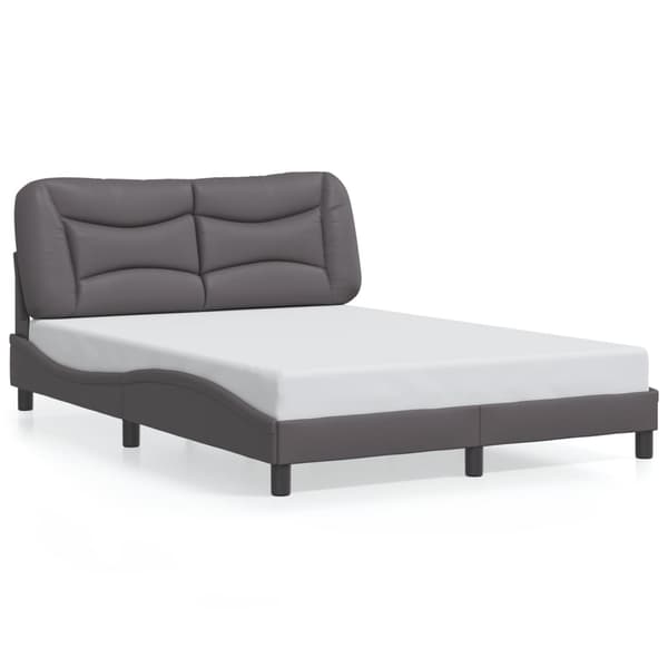 vidaXL sengestel med LED-lys grå 140x190 cm kunstlæder
