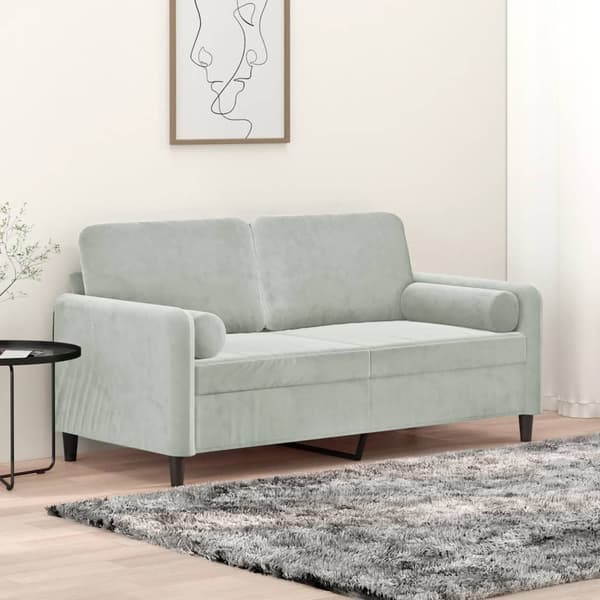 vidaXL 2-sitssoffa med kuddar ljusgrå 140 cm sammet