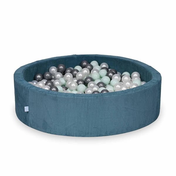 Dry pool 110x30 Corduroy Blå 400 bolde: perle, sølv, lys mint