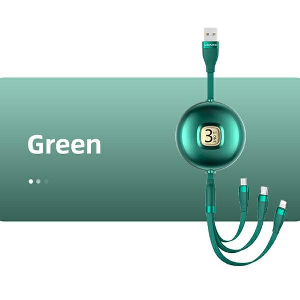 USAMS U69 3-i-1-kabel 1 m USB-A til Lightning til microUSB til USB-C Grøn