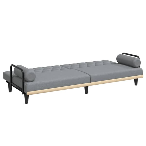 vidaXL Bäddsoffa med armstöd, ljusgrå, klädd i tyg