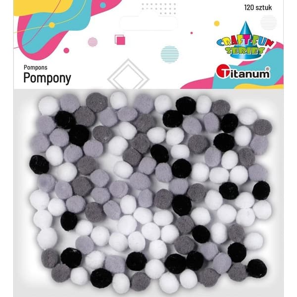 Polyester pomponer 10mm mix 120 stk