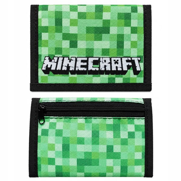 Minecraft barnplånbok med kardborreband, vikbart, rymligt material