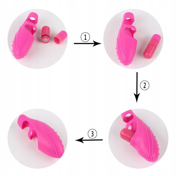 Silikonfingervibrator med prickar 100% vattentät rosa